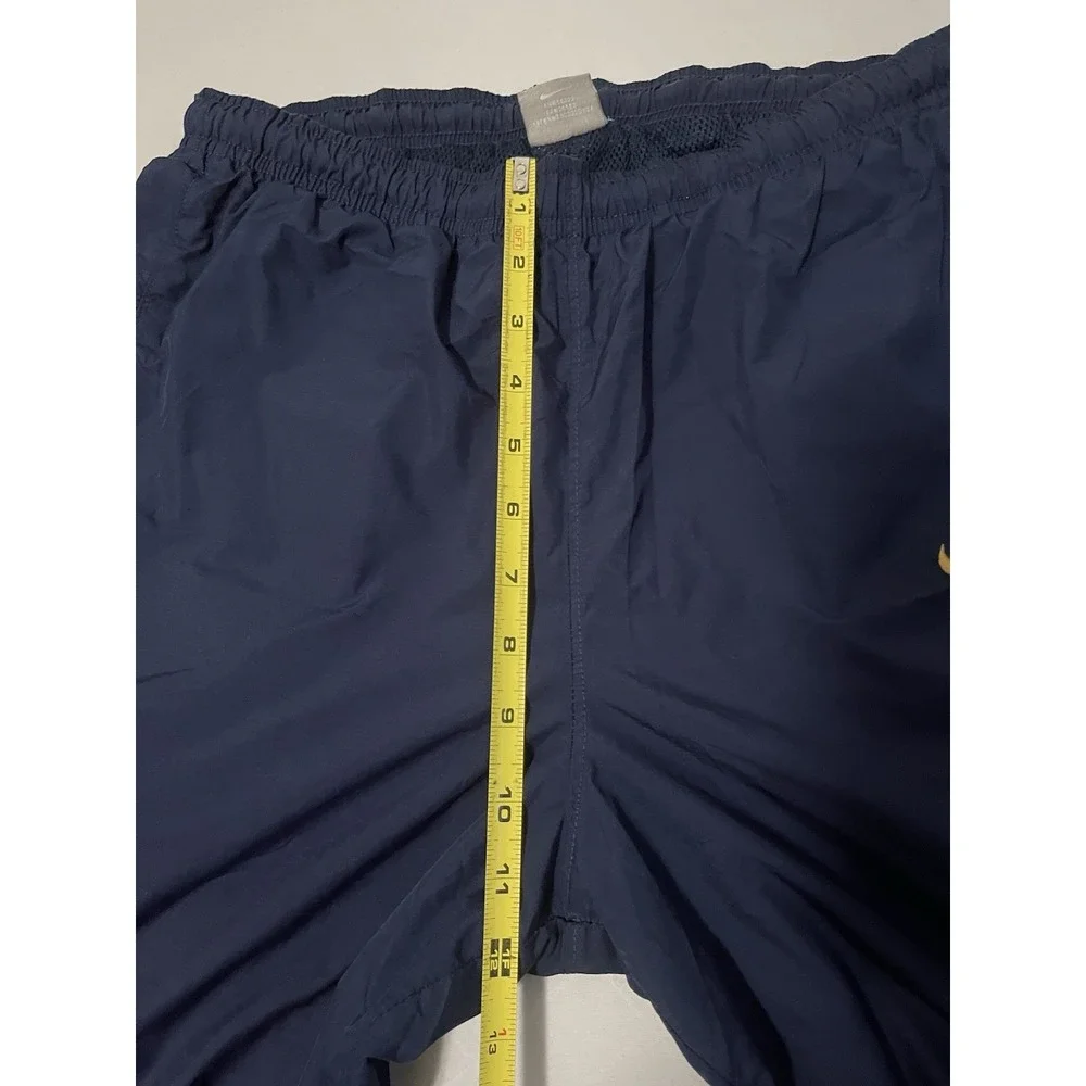 VINTAGE Nike Men Activewear Track‎ Pants S Blue Gold Swoosh Pockets Drawstring